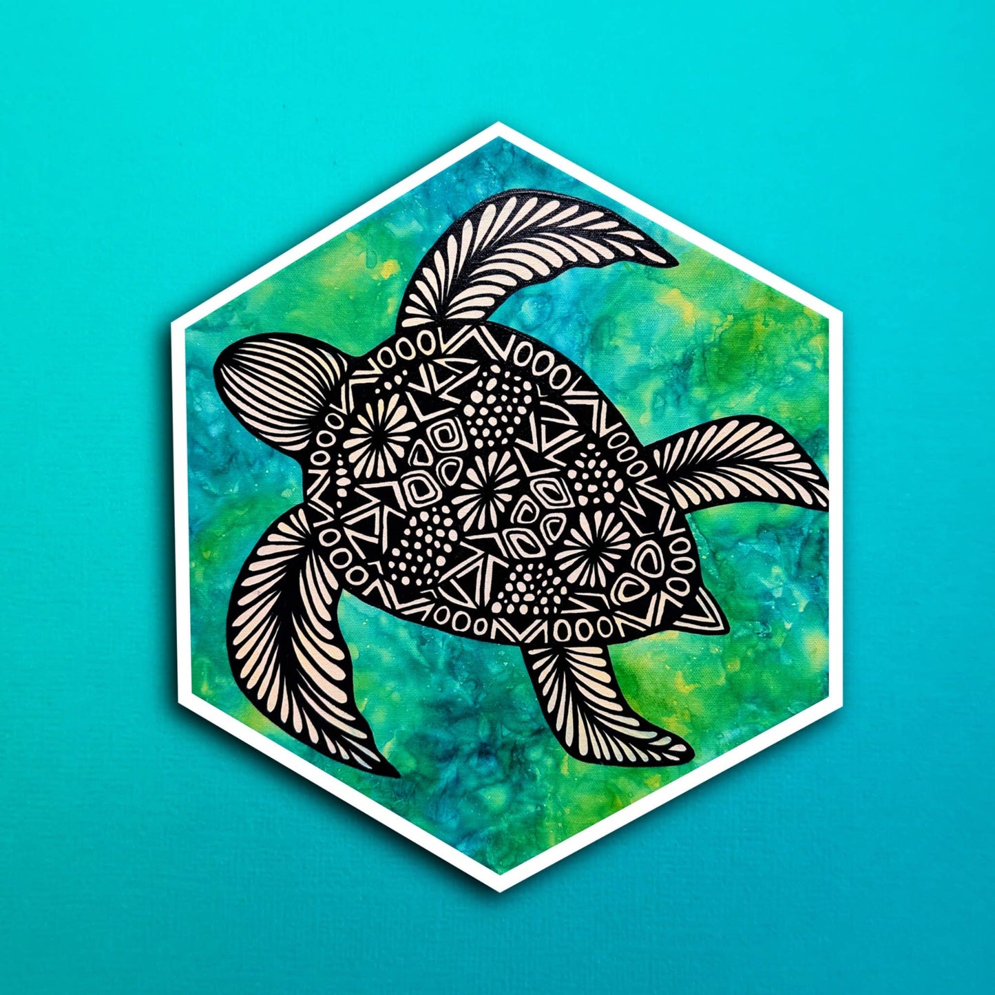 Ink Teal Turtle Waterproof Sticker