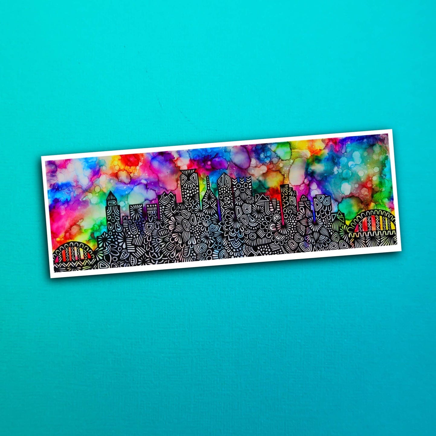 Ink Rainbow Pittsburgh Skyline Waterproof Sticker