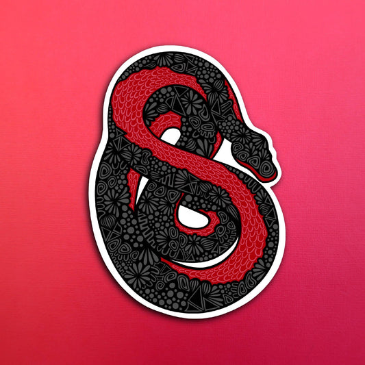 Black and Red Snake Waterproof Sticker