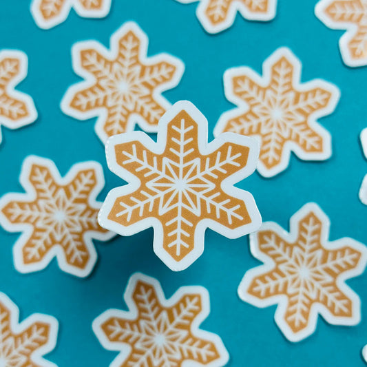 Mini Gingerbread Snowflake Cookie Waterproof Sticker