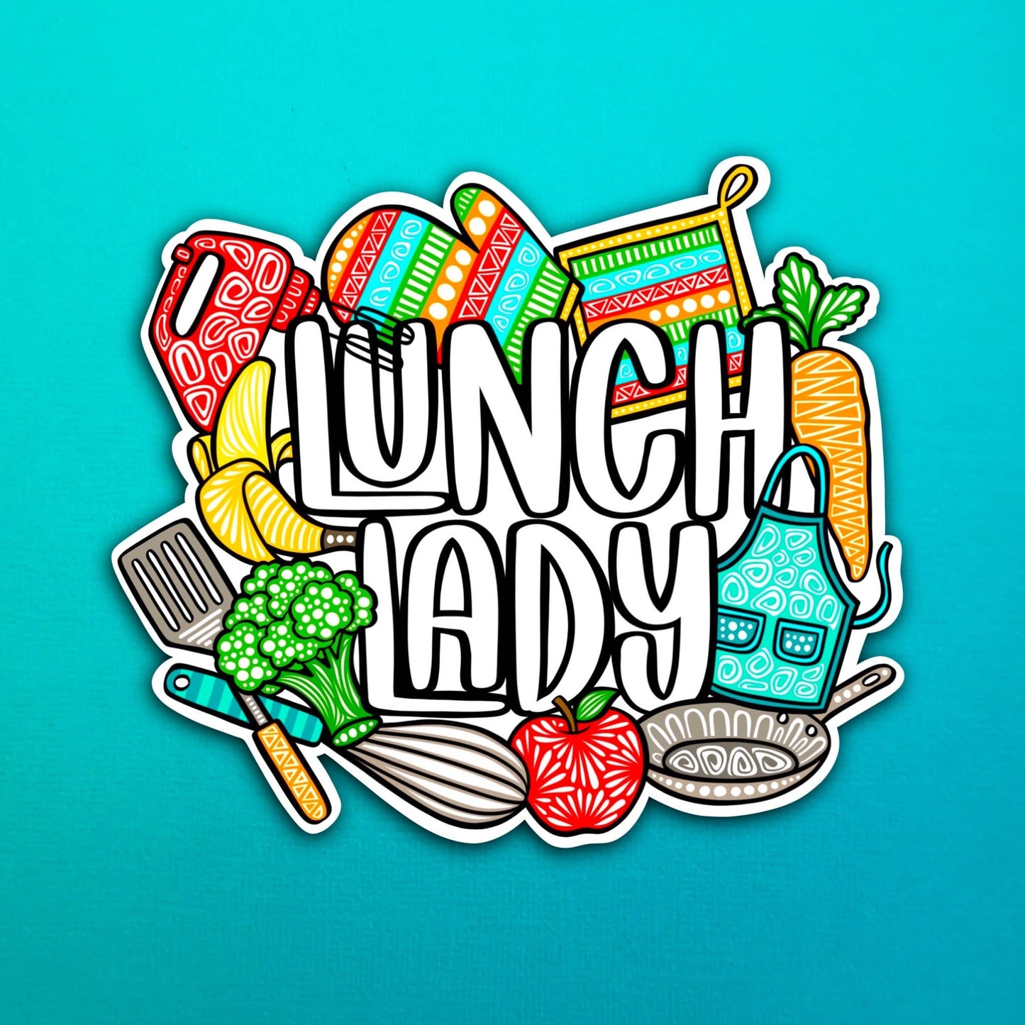 Lunch Lady Collage Waterproof Sticker