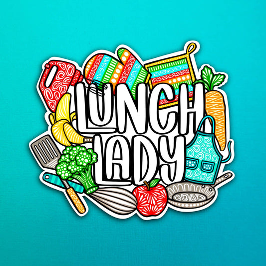 Lunch Lady Collage Waterproof Sticker