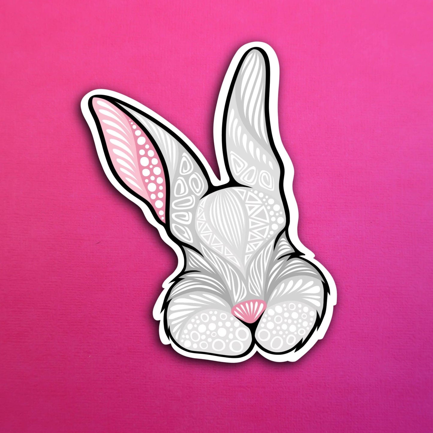 Gray Bunny Waterproof Sticker