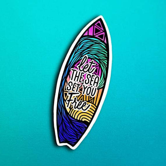 Surfboard Quote Waterproof Sticker