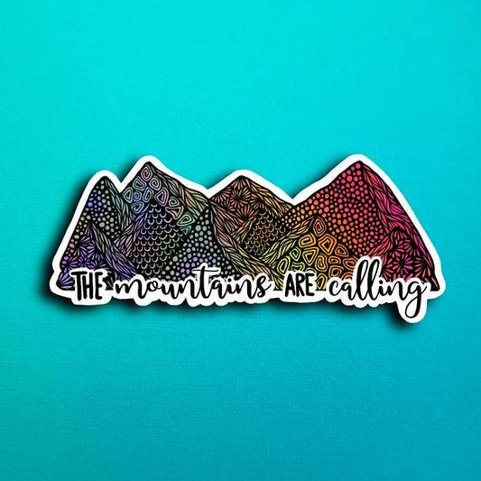 Mountains Are Calling Color Waterproof Sticker