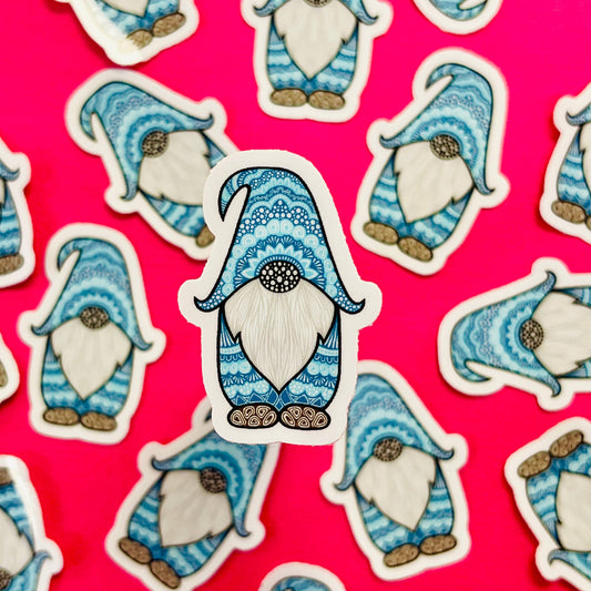 Mini Blue Gnome Waterproof Sticker