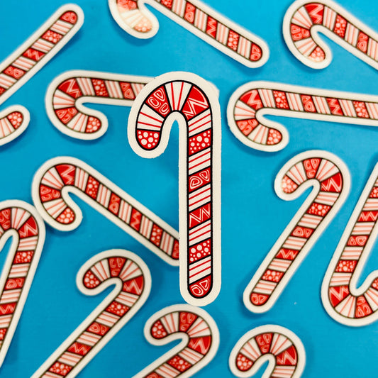 Mini Candy Cane Waterproof Sticker
