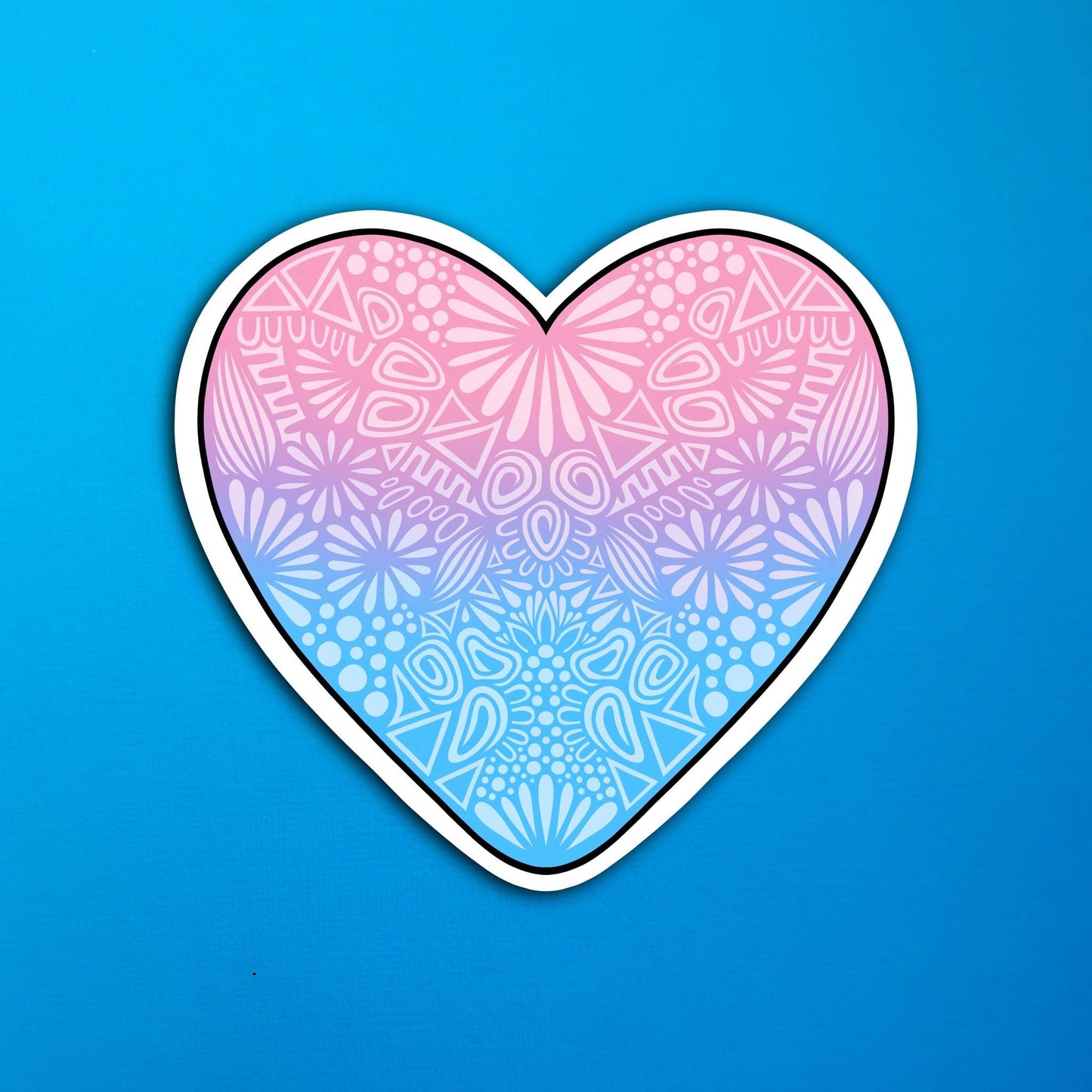 Pink and Blue Heart Waterproof Sticker