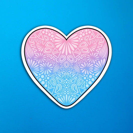 Pink and Blue Heart Waterproof Sticker
