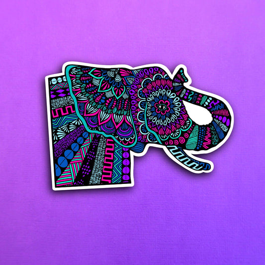 Magenta Elephant Waterproof Sticker