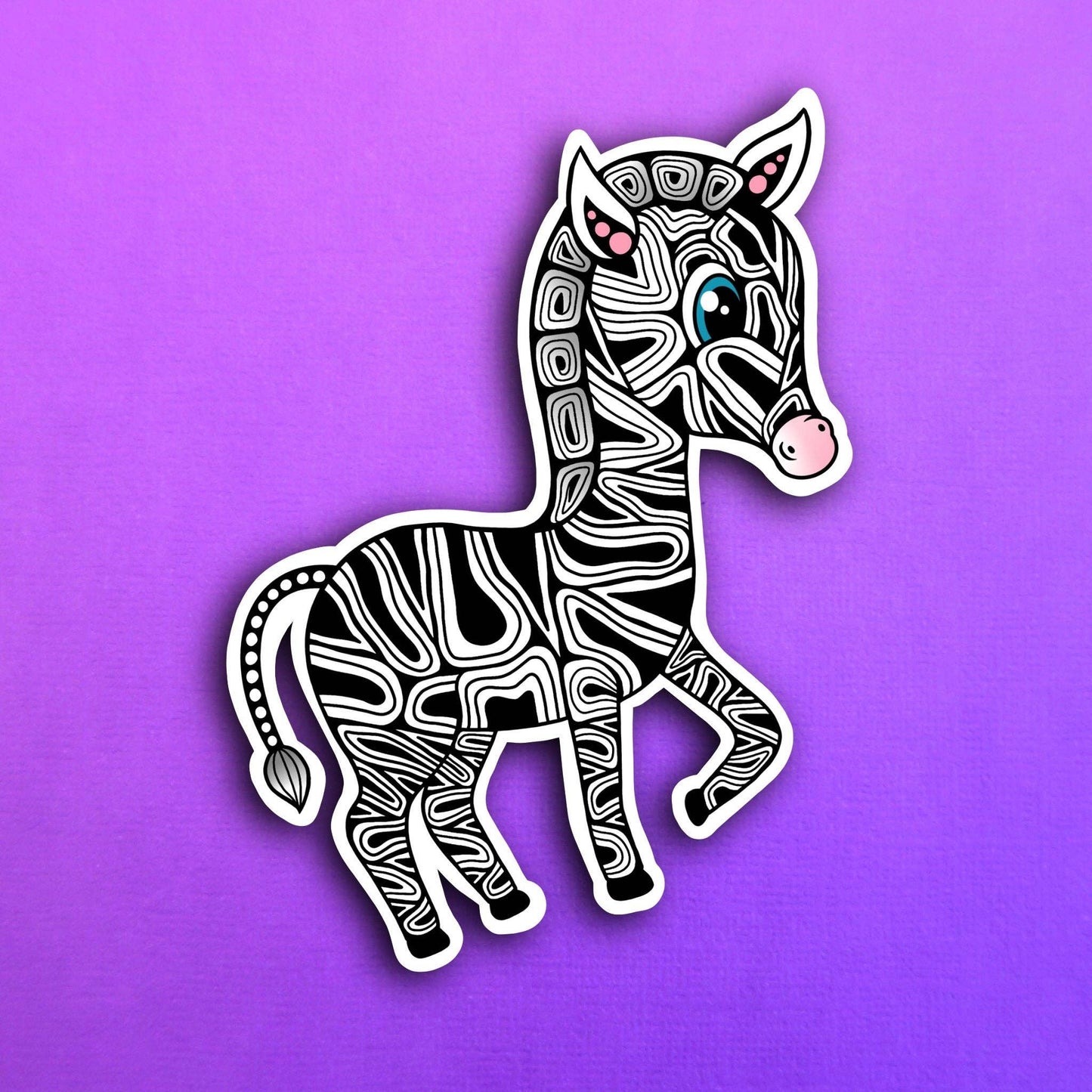 Zeni the Zebra Waterproof Sticker