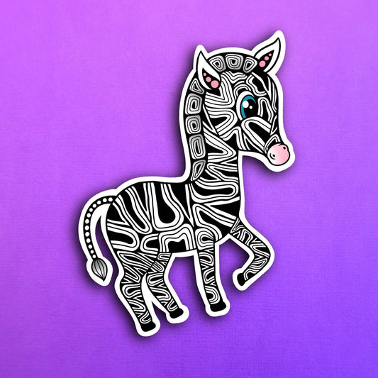 Zeni the Zebra Waterproof Sticker