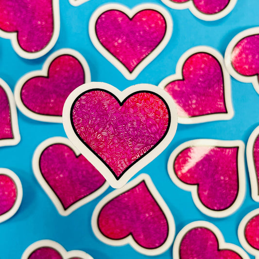 Mini Pink Heart Waterproof Sticker