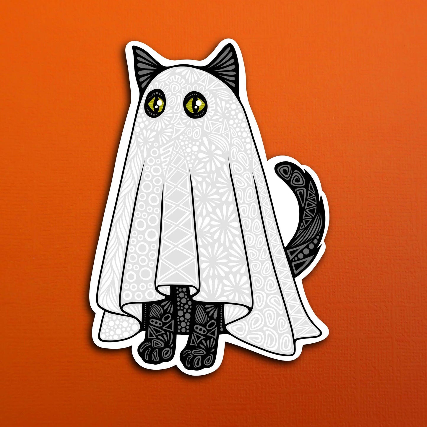 Black Ghost Cat Waterproof Sticker