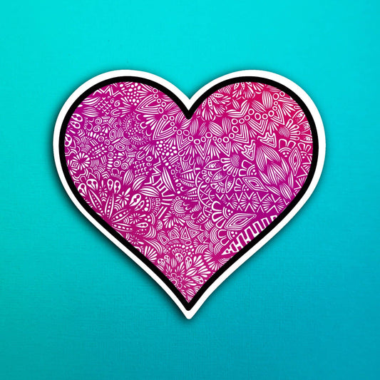Pink Heart Waterproof Sticker