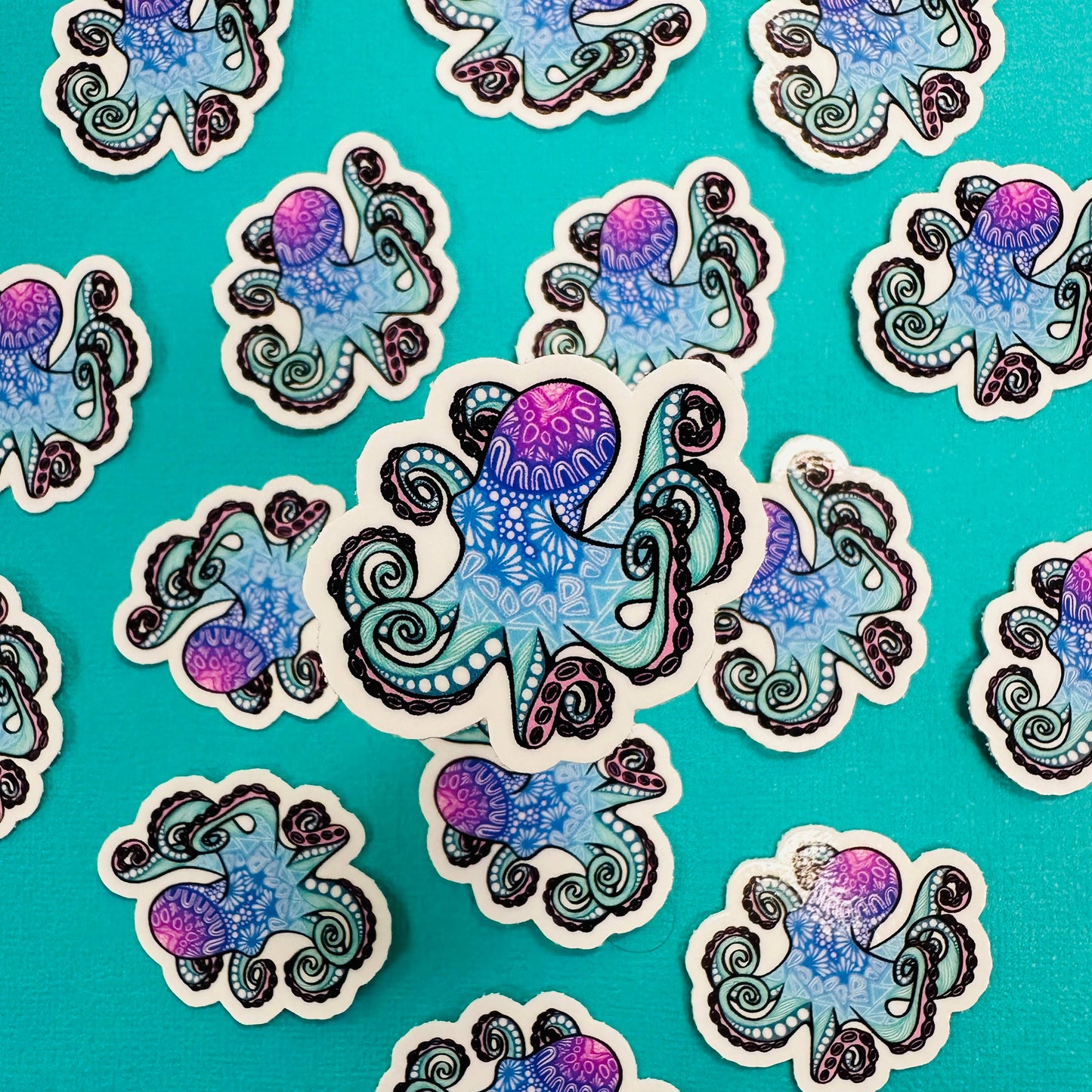 Mini Blue and Purple Octopus Waterproof Sticker