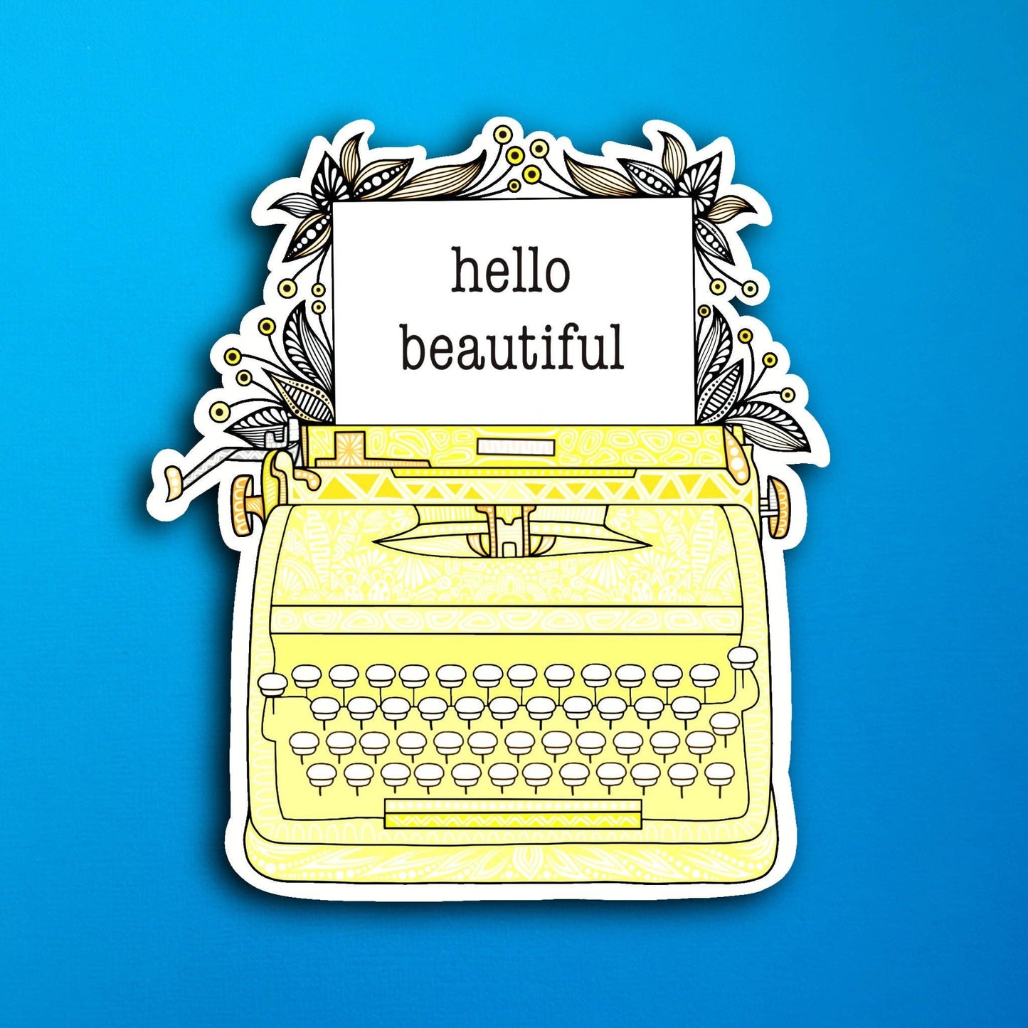 Yellow Typewriter Waterproof Sticker