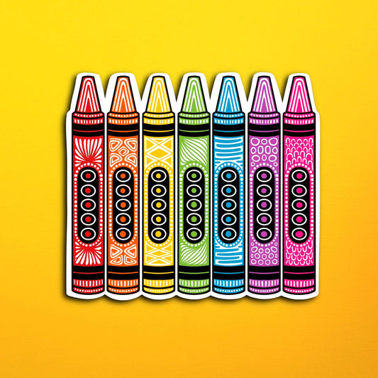 Rainbow Crayons Waterproof Sticker
