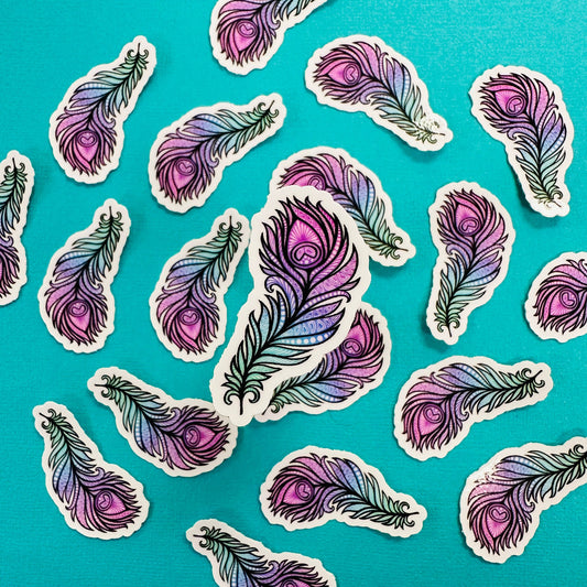 Mini Peacock Feather Waterproof Sticker