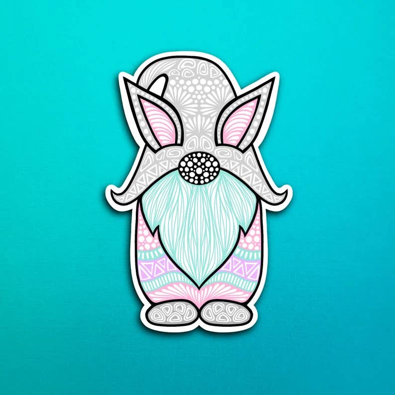 Bunny Gnome Waterproof Sticker