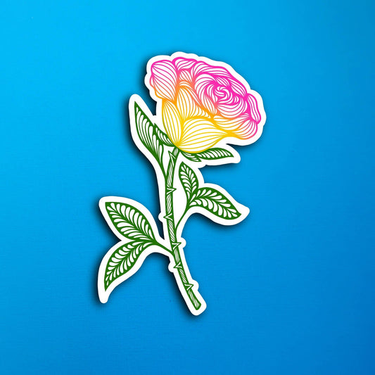 Sunset Rose June Birth Flower Waterproof Sticker