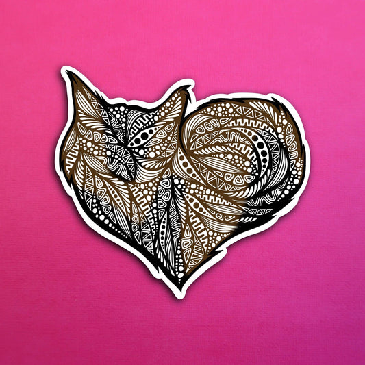 Black and Brown Heart Cat Waterproof Sticker