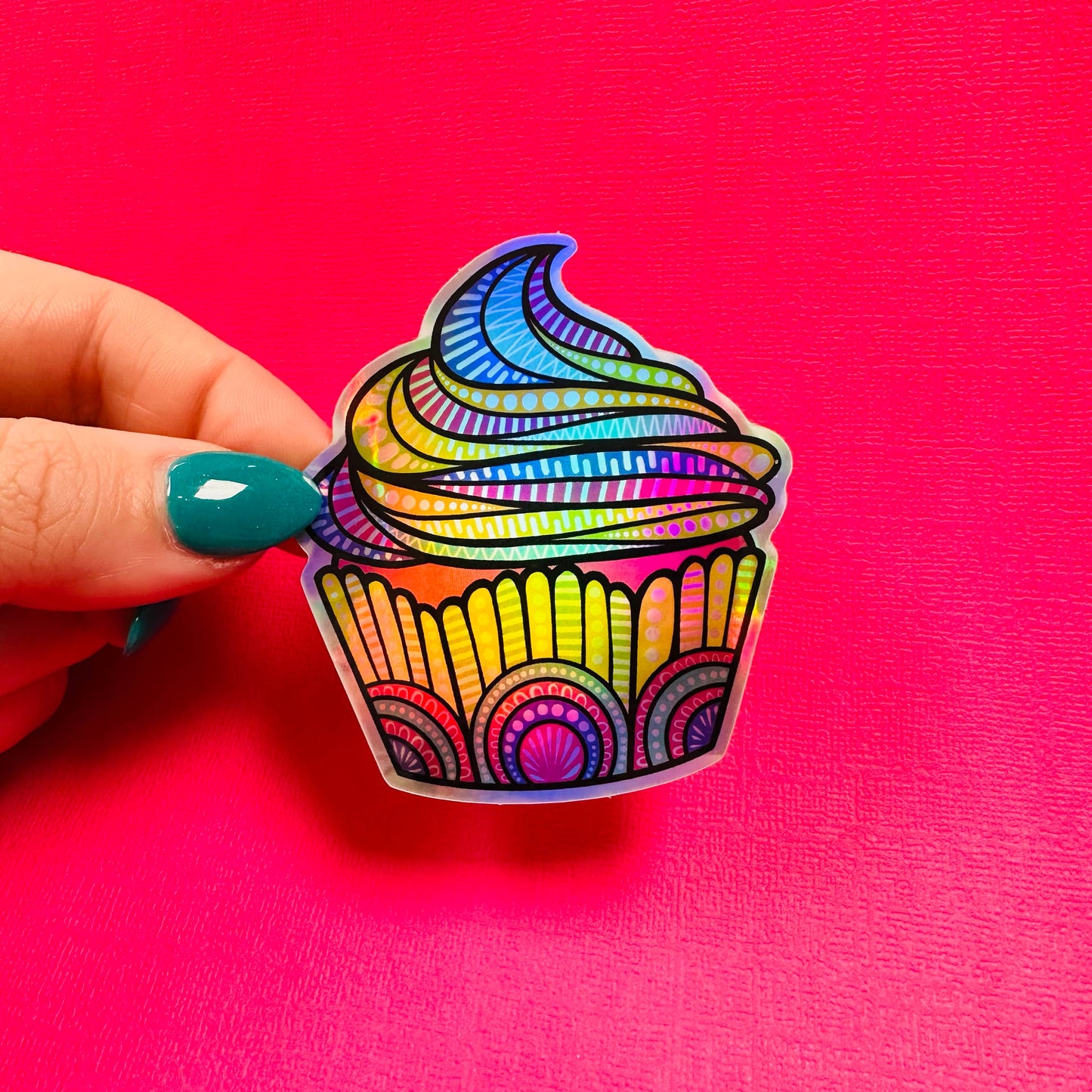 Holo Cupcake Waterproof Sticker