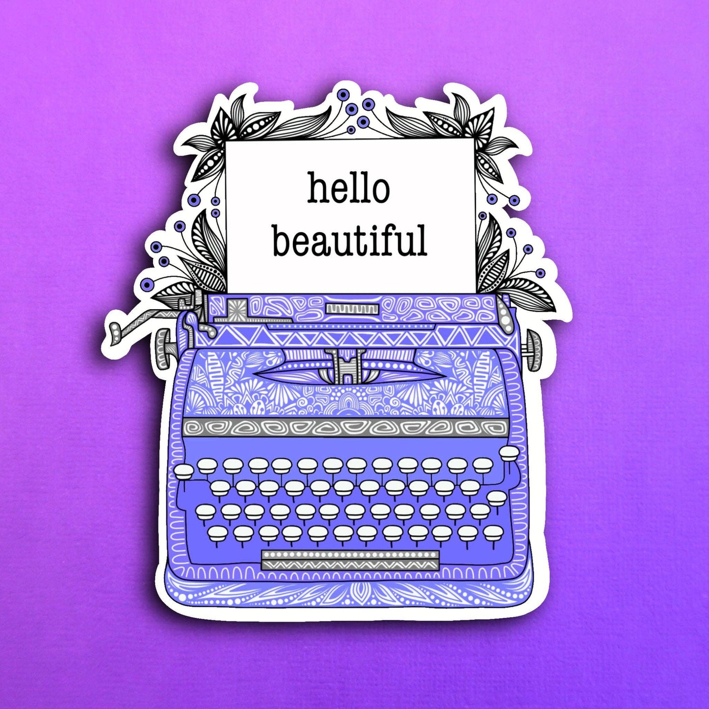 Dark Purple Typewriter Waterproof Sticker