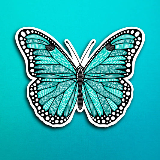 Teal Butterfly Waterproof Sticker