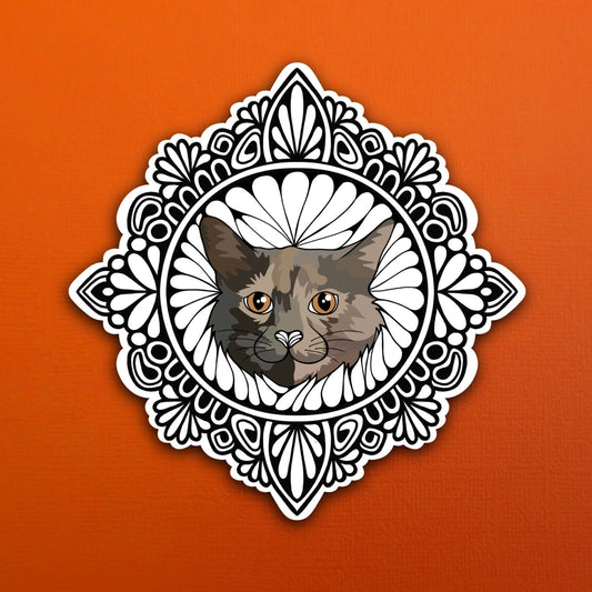 Floral the Cat Waterproof Sticker