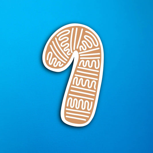 Gingerbread Candy Cane Cookie Waterproof Sticker