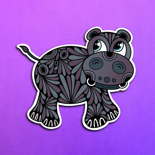Harvey the Hippo Waterproof Sticker