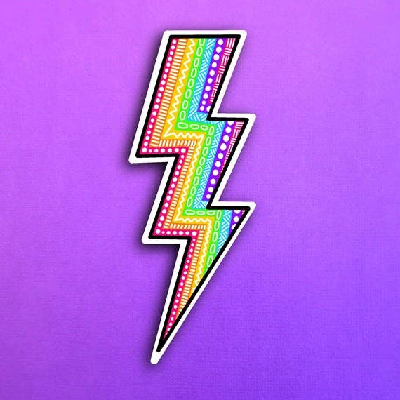 Rainbow Lightening Bolt Waterproof Sticker