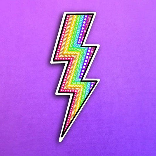 Rainbow Lightening Bolt Waterproof Sticker