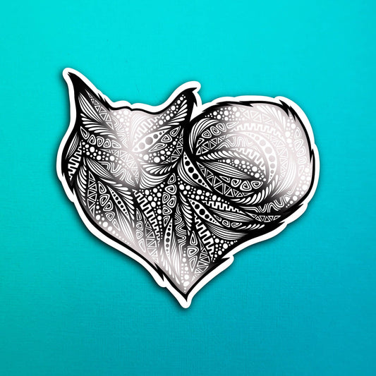 Black and White Heart Cat Waterproof Sticker