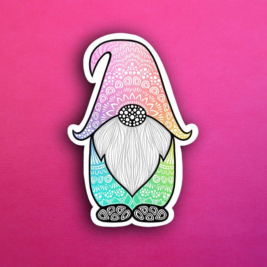 Rainbow Gnome Waterproof Sticker