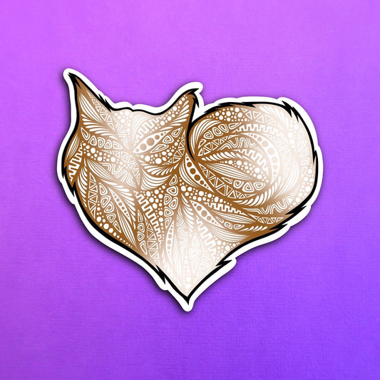 Brown and White Heart Cat Waterproof Sticker