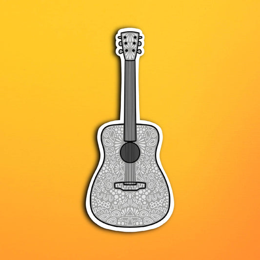 Silver Guitar Waterproof Sticker