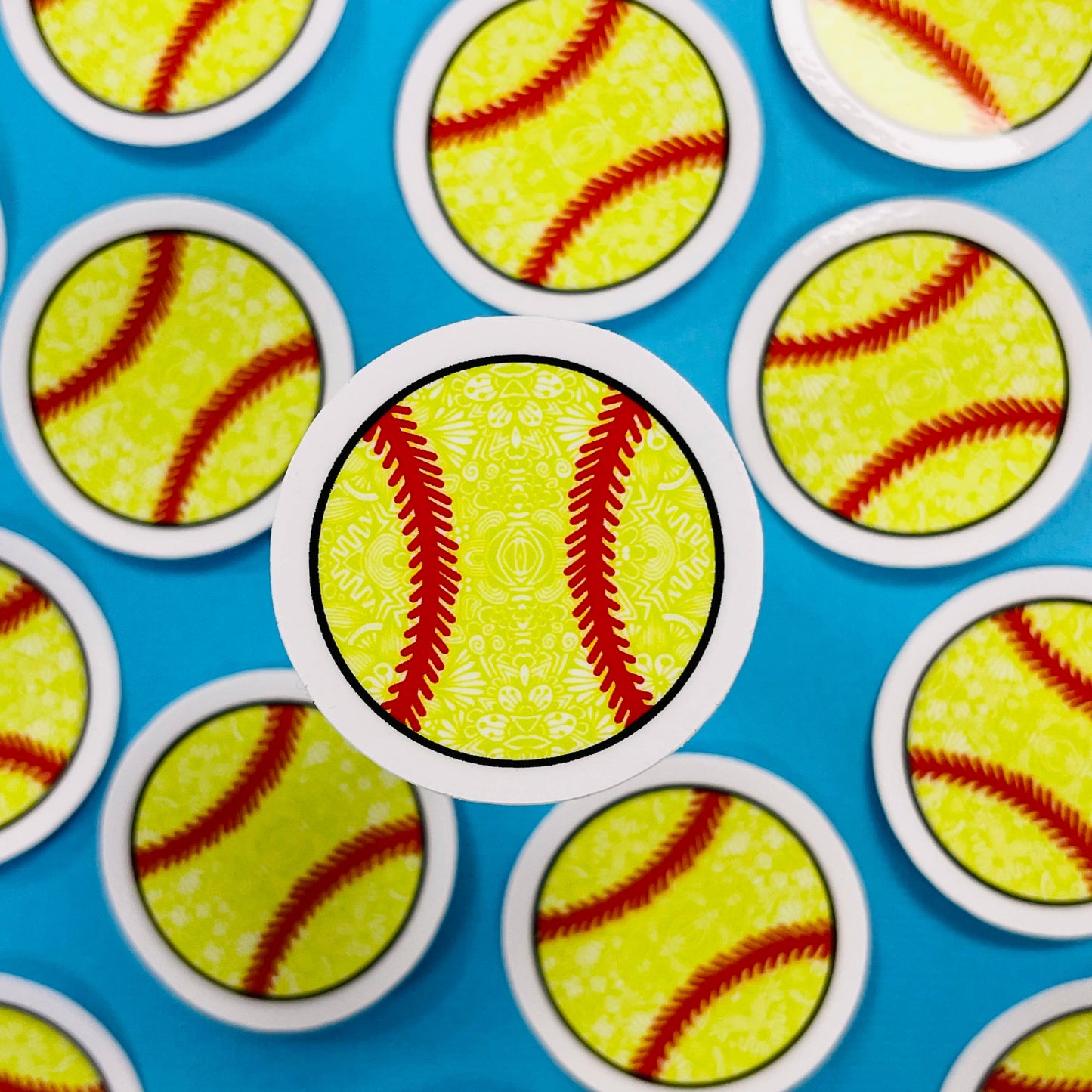 Mini Softball Waterproof Sticker