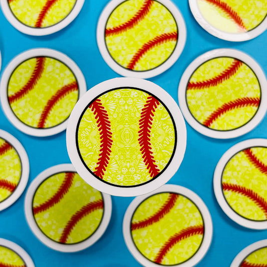 Mini Softball Waterproof Sticker