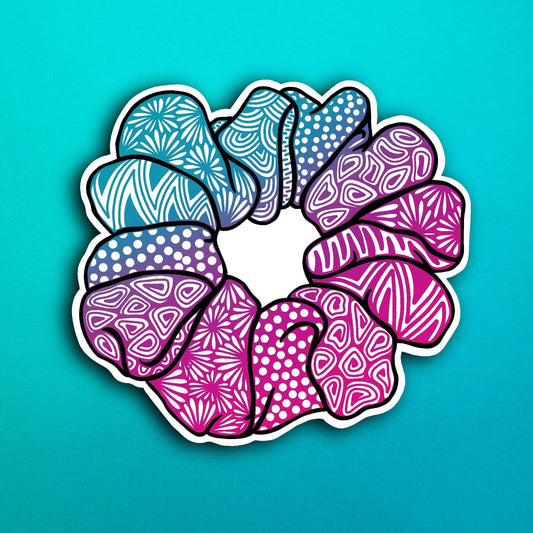 Magenta Scrunchie Waterproof Sticker