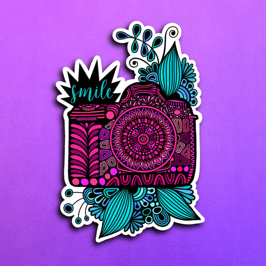 Floral Camera Waterproof Sticker