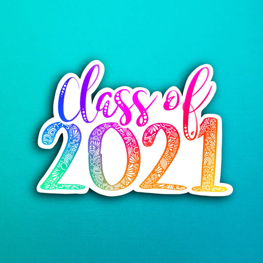 Rainbow Class of 2021 Waterproof Sticker