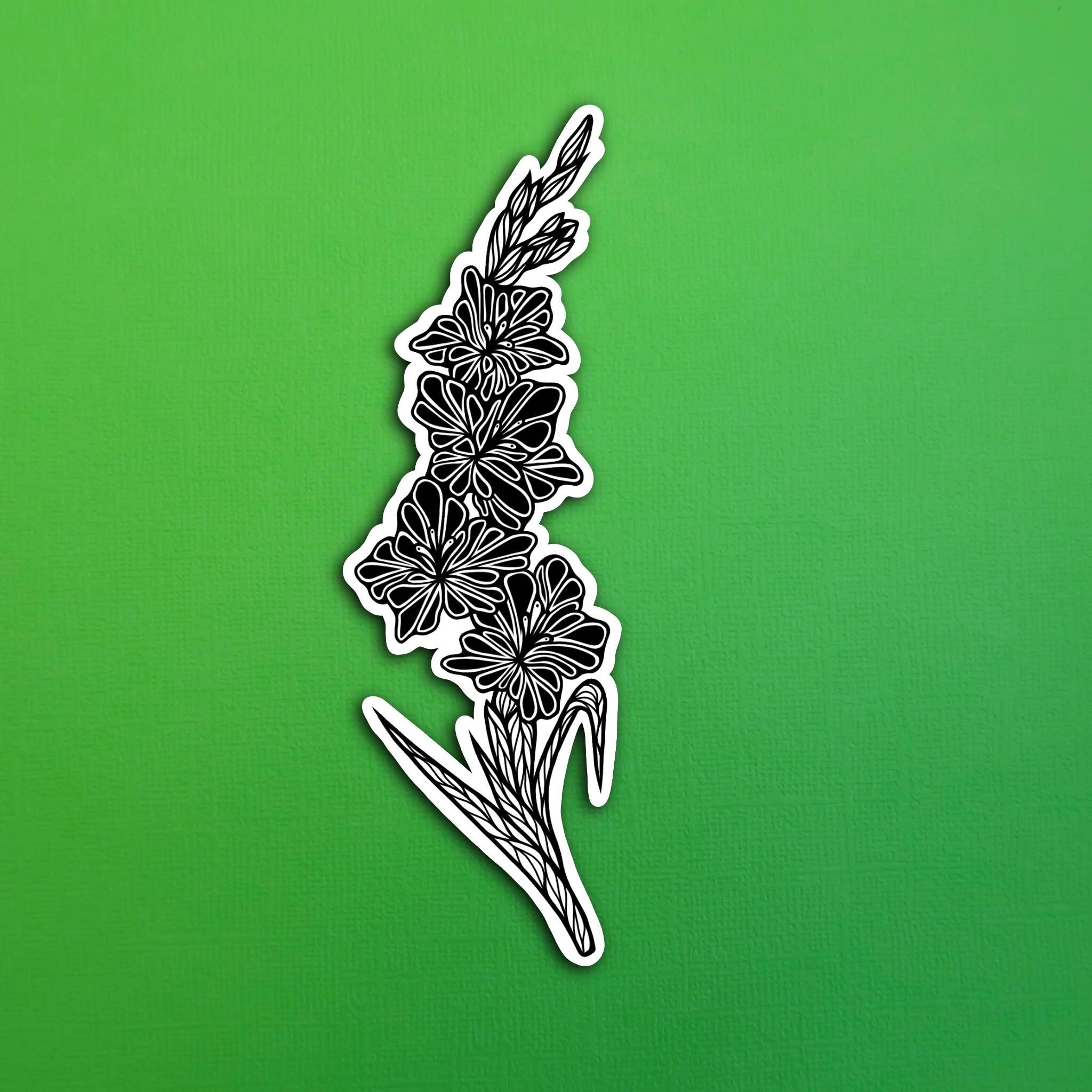 BW Gladiolus August Birth Flower Waterproof Sticker – Zenspire Designs