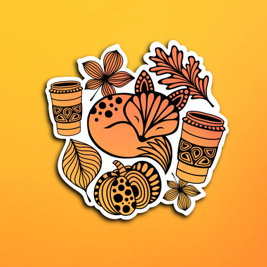 Fall Collage Waterproof Sticker