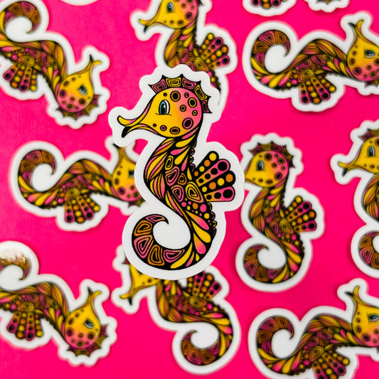 Mini Sadie the Seahorse Waterproof Sticker