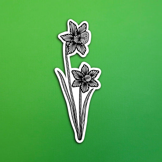 BW Daffodil March Birth Flower Waterproof Sticker