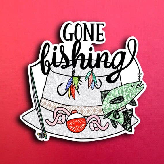 Gone Fishing Waterproof Sticker