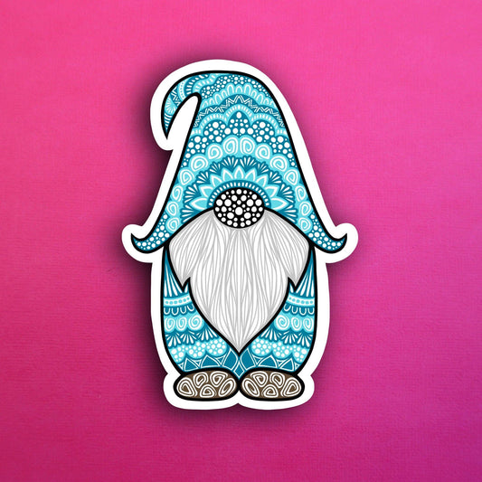 Teal Gnome Waterproof Sticker