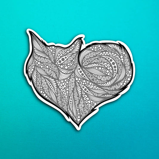 Gray Heart Cat Waterproof Sticker
